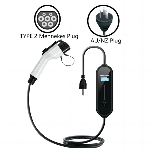 TeleEV Portable TYPE 2 Mennekes Level 1 EV Charger |10A|230V|2.3KW/h|AU/NZ Plug|16ft-1