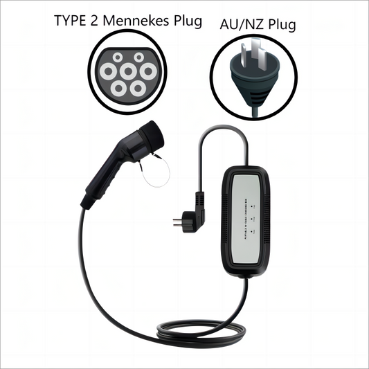 TeleEV Portable TYPE 2 Mennekes Level 1 EV Charger【Indicator light style】|10A|230V|2.3KW/h|AU/NZ Plug|16ft-1